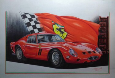 Картина под названием "FERRARI 250 GTO" - Nicky Chiarello, Подлинное произведение искусства, Карандаш