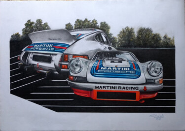 Desenho intitulada "PORSCHE 911 Carrera…" por Nicky Chiarello, Obras de arte originais, Lápis