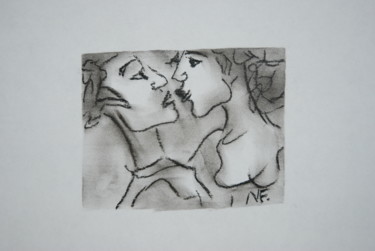 Dessin intitulée "Kiss" par Nicky Fitzgerald, Œuvre d'art originale