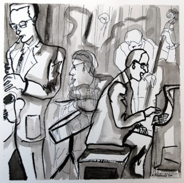 Dessin intitulée "jazz two" par Nicky Fitzgerald, Œuvre d'art originale