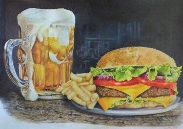 Drawing titled "FAST FOOD" by Nicky Chiarello, Original Artwork, Pencil