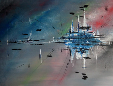 Painting titled "Spaceship" by Nicolas Lesage, Original Artwork, Acrylic