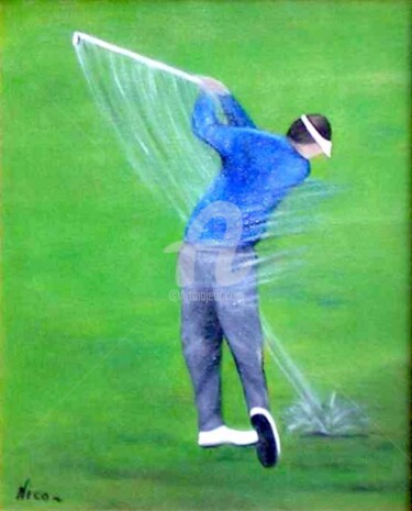 Peinture intitulée "Golfeur" par Nico, Œuvre d'art originale, Autre