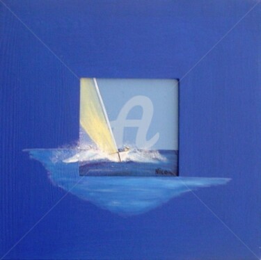 Peinture intitulée "Marine petit format" par Nico, Œuvre d'art originale, Autre