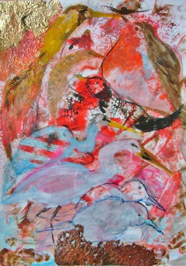 Malerei mit dem Titel "Birds" von Nico Van Oosten, Original-Kunstwerk, Acryl