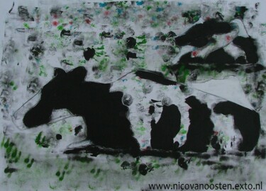 Картина под названием "Herkauwen / Ruminat…" - Nico Van Oosten, Подлинное произведение искусства, Масло