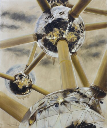 Schilderij getiteld "Atome 58" door Nicolas Cancelier, Origineel Kunstwerk, Olie