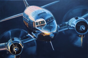 Schilderij getiteld "DC3 Dakota" door Nicolas Cancelier, Origineel Kunstwerk, Olie