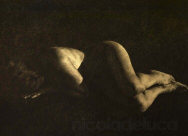 Dessin intitulée "Ombre Nella Notte" par Nicola De Luca, Œuvre d'art originale, Graphite Monté sur Autre panneau rigide