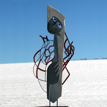 Sculpture titled "Les Yeux Bleus" by Philippe Nicodème, Original Artwork