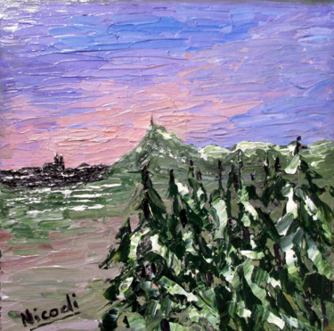Malerei mit dem Titel "PREMIERE NEIGE SUR…" von Nicodi, Original-Kunstwerk, Acryl