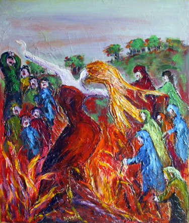 Peinture intitulée "CHASSE A LA SORCIERE" par Nicodi, Œuvre d'art originale, Acrylique