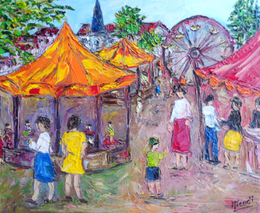 Peinture intitulée "LA FETE FORAINE" par Nicodi, Œuvre d'art originale, Huile