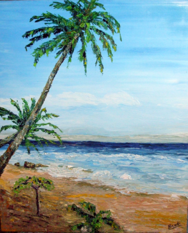 Peinture intitulée "PLAGE DE REVES" par Nicodi, Œuvre d'art originale, Huile