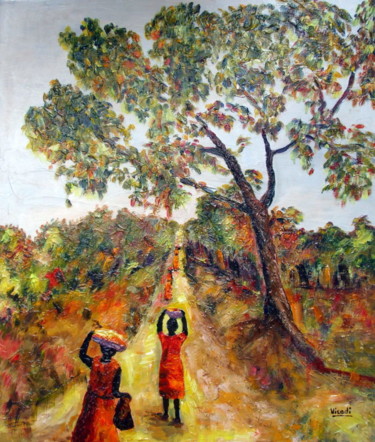 Peinture intitulée "CHEMINS D'AFRIQUE" par Nicodi, Œuvre d'art originale, Acrylique