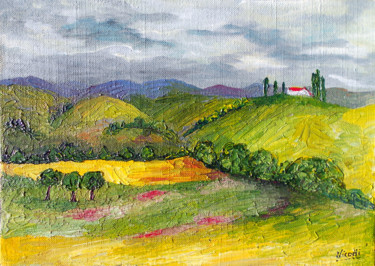 Malerei mit dem Titel "PAYSAGE DE TOSCANE" von Nicodi, Original-Kunstwerk, Acryl