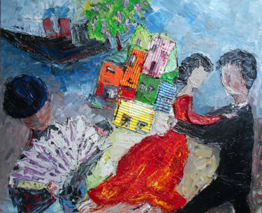 Painting titled "ECOLE DE TANGO A LA…" by Nicodi, Original Artwork, Acrylic