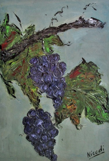 Painting titled "Les Raisins" by Nicodi, Original Artwork, Acrylic