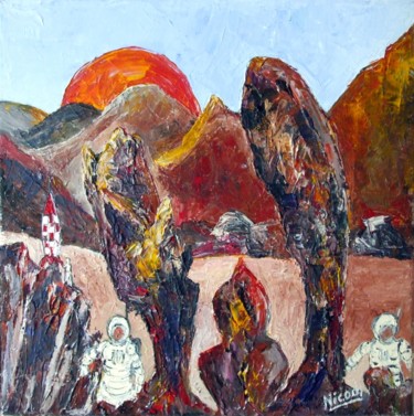 Peinture intitulée "ON A MARCHE SUR LA…" par Nicodi, Œuvre d'art originale, Acrylique