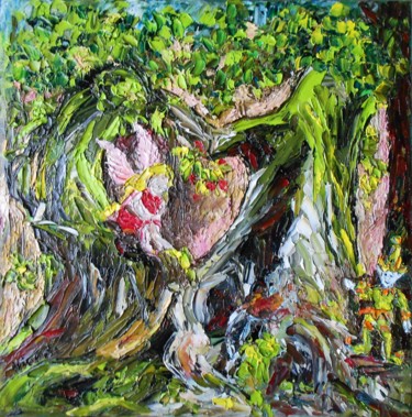 Painting titled "LA FORET ENCHANTEE" by Nicodi, Original Artwork, Oil