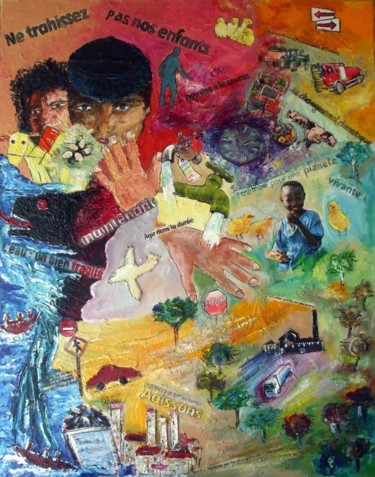 Peinture intitulée "POUR NOS ENFANTS SA…" par Nicodi, Œuvre d'art originale, Acrylique