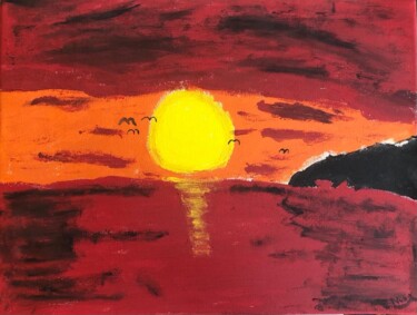 Painting titled "Sonnenuntergang" by Nicoking, Original Artwork, Acrylic