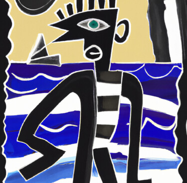 Digitale Kunst mit dem Titel "Mann im Meer" von Nicoking, Original-Kunstwerk, KI-generiertes Bild