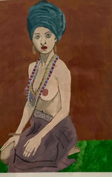 Картина под названием "Donna con turbante" - Nicola Bernieri, Подлинное произведение искусства, Акрил