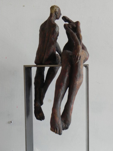 Sculpture titled "Les Amoureux" by Nicola Deux, Original Artwork, Ceramics