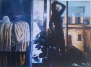 Painting titled "INTERNO ESTERNO" by Nicola Romilio, Original Artwork, Oil Mounted on Wood Stretcher frame