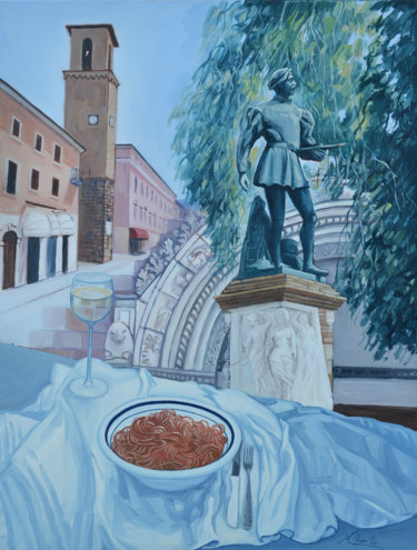 Painting titled "Omaggio ad Amatrice" by Nicola Romilio, Original Artwork, Oil