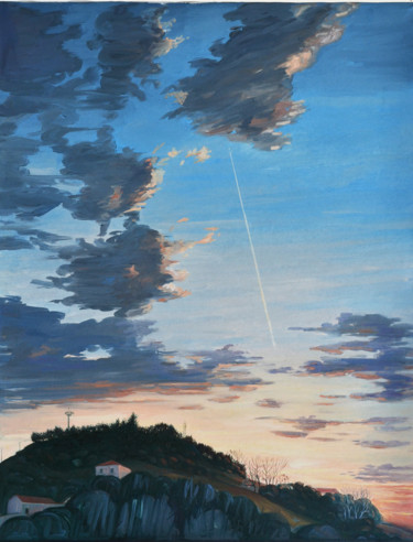Pittura intitolato "il tramonto" da Nicola Romilio, Opera d'arte originale, Olio