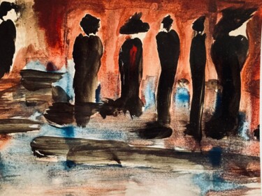 Malerei mit dem Titel "Abend Spaziergang" von Nicola Wöll, Original-Kunstwerk, Aquarell