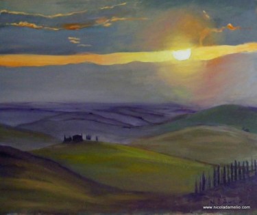 Peinture intitulée "Sunset on the Crete…" par Nicola D Amelio, Œuvre d'art originale, Huile