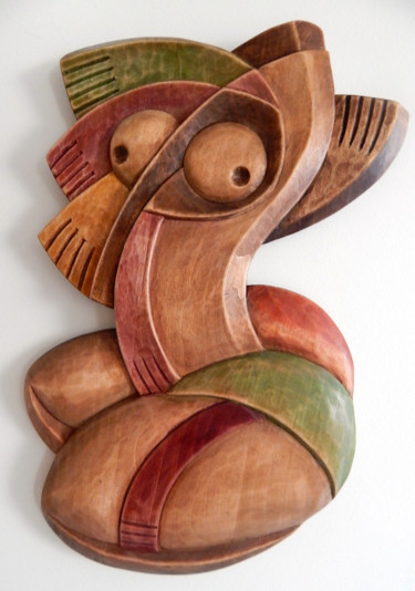 Sculpture titled "Deva" by Nicolae Teisanu, Original Artwork, Wood