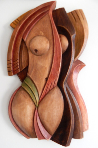 Sculpture titled "En deux" by Nicolae Teisanu, Original Artwork, Wood