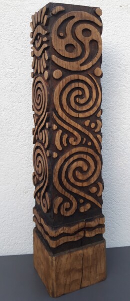 Sculpture titled "Decorative pole fro…" by Nicolae Teisanu, Original Artwork, Wood