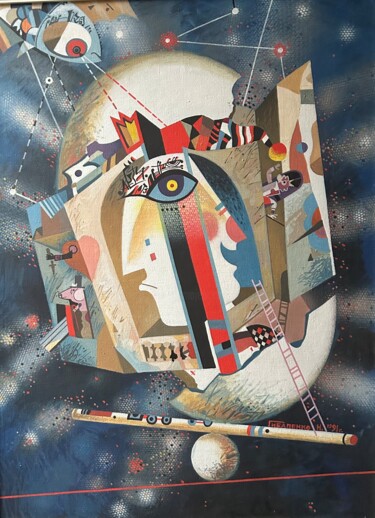 Painting titled "theater of life" by Nicolai Ghibalenco, Original Artwork, Tempera Mounted on Wood Panel