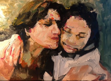 Pintura titulada "Mère et fille" por Philippe Nicolaï, Obra de arte original, Oleo