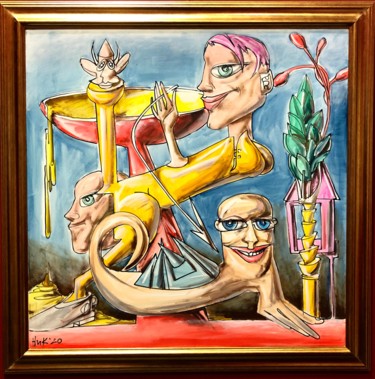 Painting titled "True story" by Nicolai Panayotov, Original Artwork, Acrylic Mounted on Wood Stretcher frame