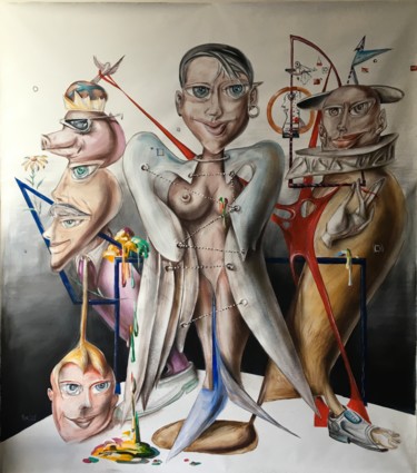 Painting titled "Democracy in love" by Nicolai Panayotov, Original Artwork, Acrylic