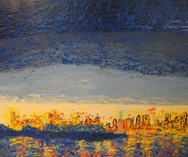 Painting titled "LIGHTS IN NEW YORK" by Morea Nicola, Original Artwork