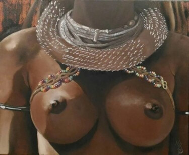 Painting titled "The Himba Queen" by Nicolas Alibar, Original Artwork, Oil