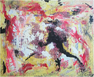 Peinture intitulée "Running in Fire" par Nicolas Alibar, Œuvre d'art originale, Acrylique