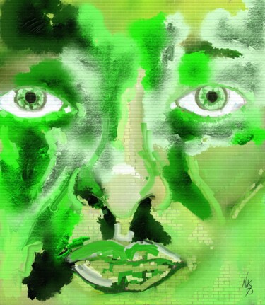 数字艺术 标题为“Paul - the green li…” 由Nicolas Alibar, 原创艺术品, 数字油画