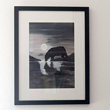 Malerei mit dem Titel "L'ours qui boit à l…" von Nicolas Ayme, Original-Kunstwerk, Acryl Auf Glas montiert