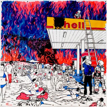 Peinture intitulée "Hell" par Nicolas Badout, Œuvre d'art originale, Acrylique
