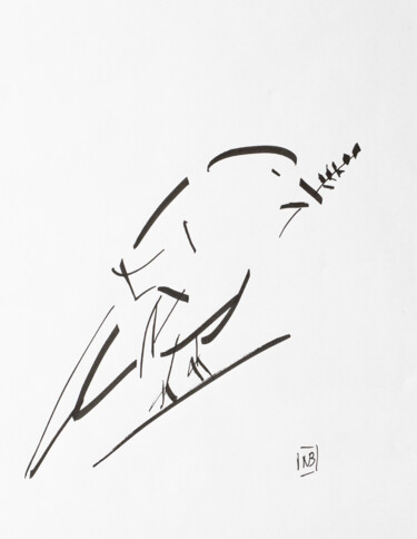 Dibujo titulada "Oiseau" por Nicolas Barbier, Obra de arte original, Tinta
