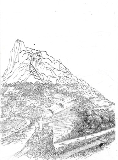 Disegno intitolato "Souvenir des Baronn…" da Nicolas Boldych, Opera d'arte originale, Pennarello