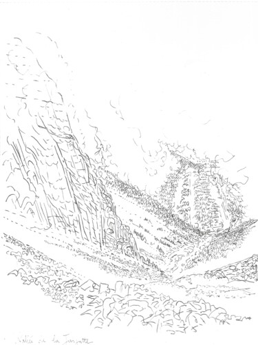 Dessin intitulée "Vallée de la Jarjat…" par Nicolas Boldych, Œuvre d'art originale, Marqueur